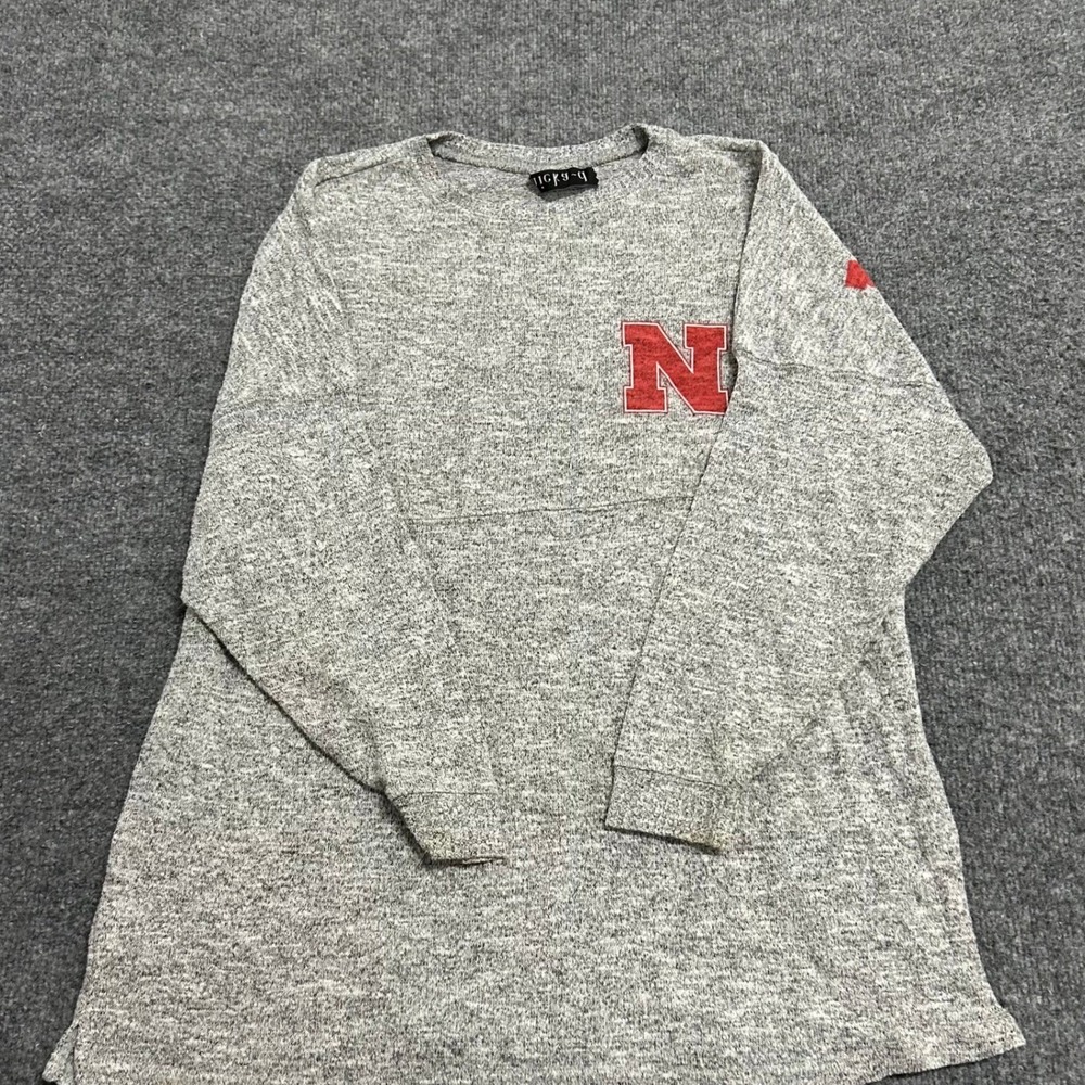 chicka-d Shirt Womens Size S Grey Nebraska Huskers Spirit Jersey Viscose Blend